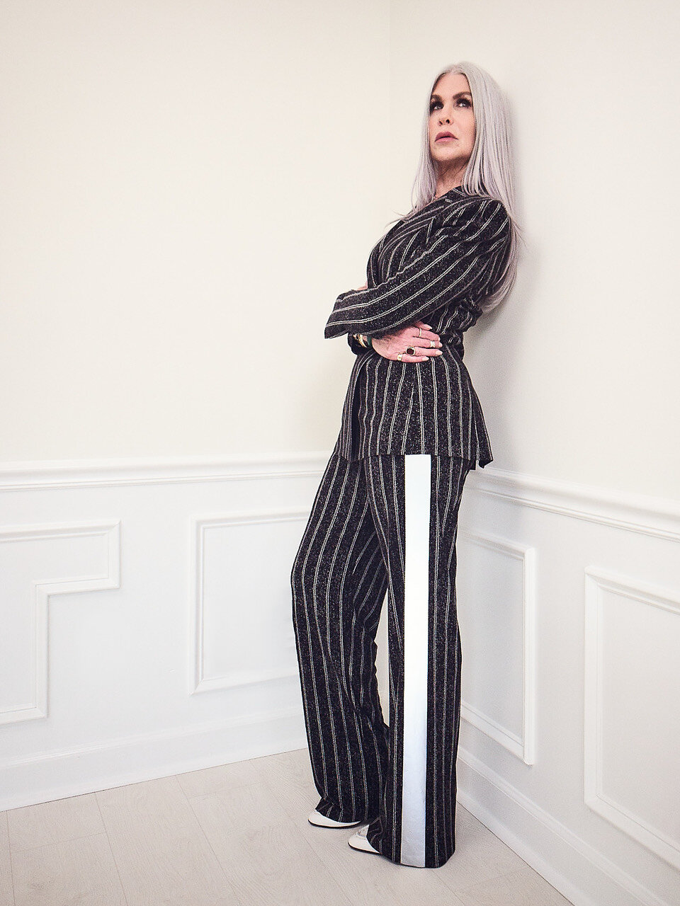 lisa in a pinstripe suit by norma komali